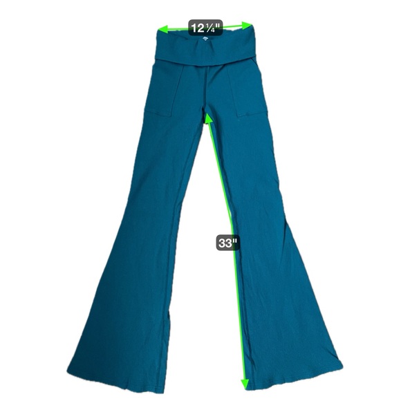 Offline by Aerie Ribbed Flare Leggings Teal Green Size L Long High Rise Yoga - Picture 15 of 15